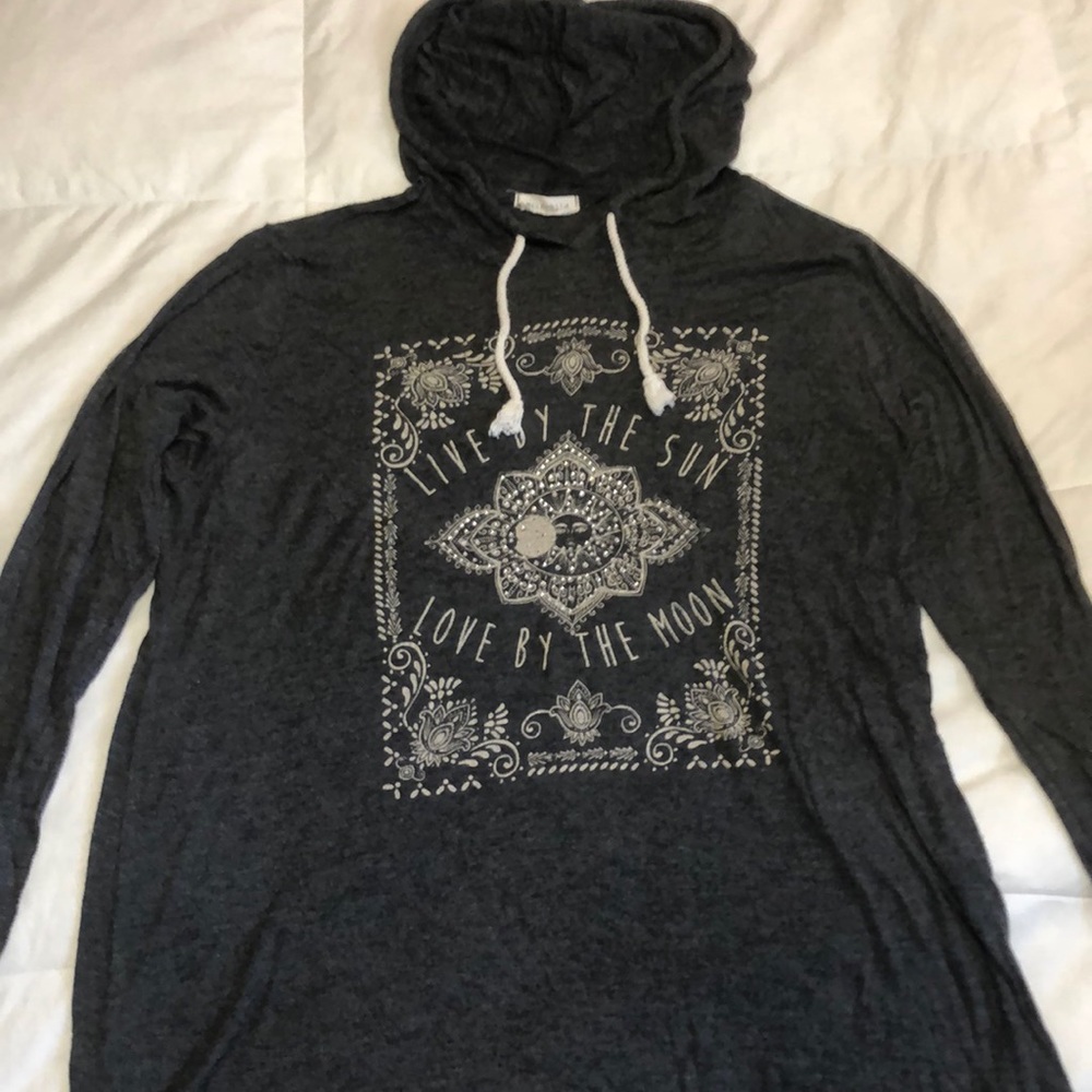Moonchild “Live by the sun love by the moon” lightweight hoodie w/gems Size XL
